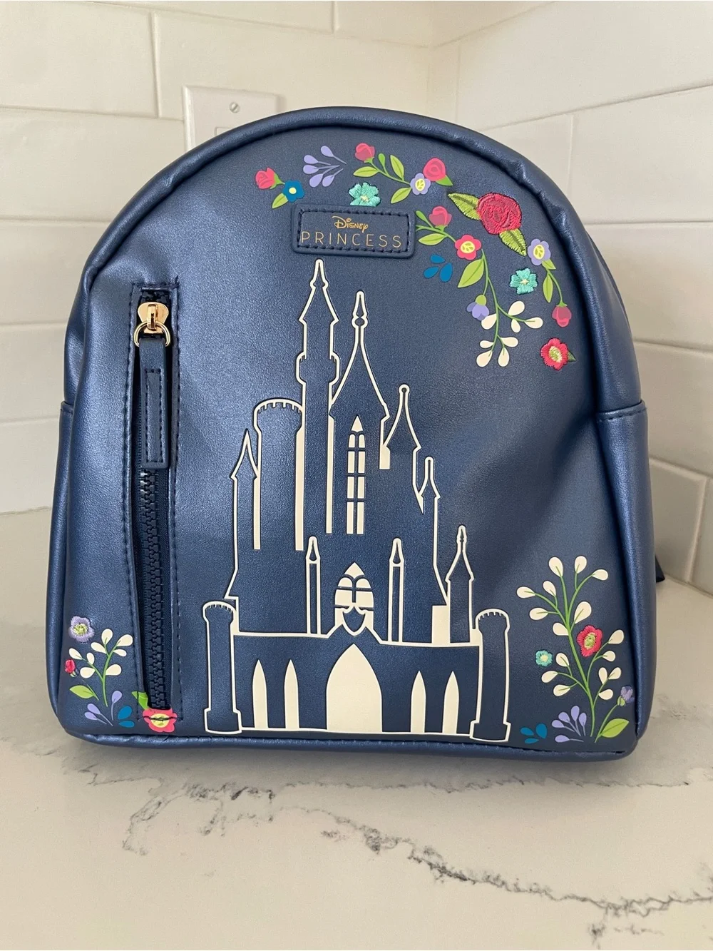 Disney Princess Navy Floral Castle Mini Backpack